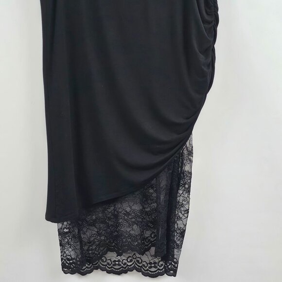 Torrid Black Pencil Skirt Lace Layer Ruched Size 1X Sexy Whimsigoth Grunge - Picture 5 of 10